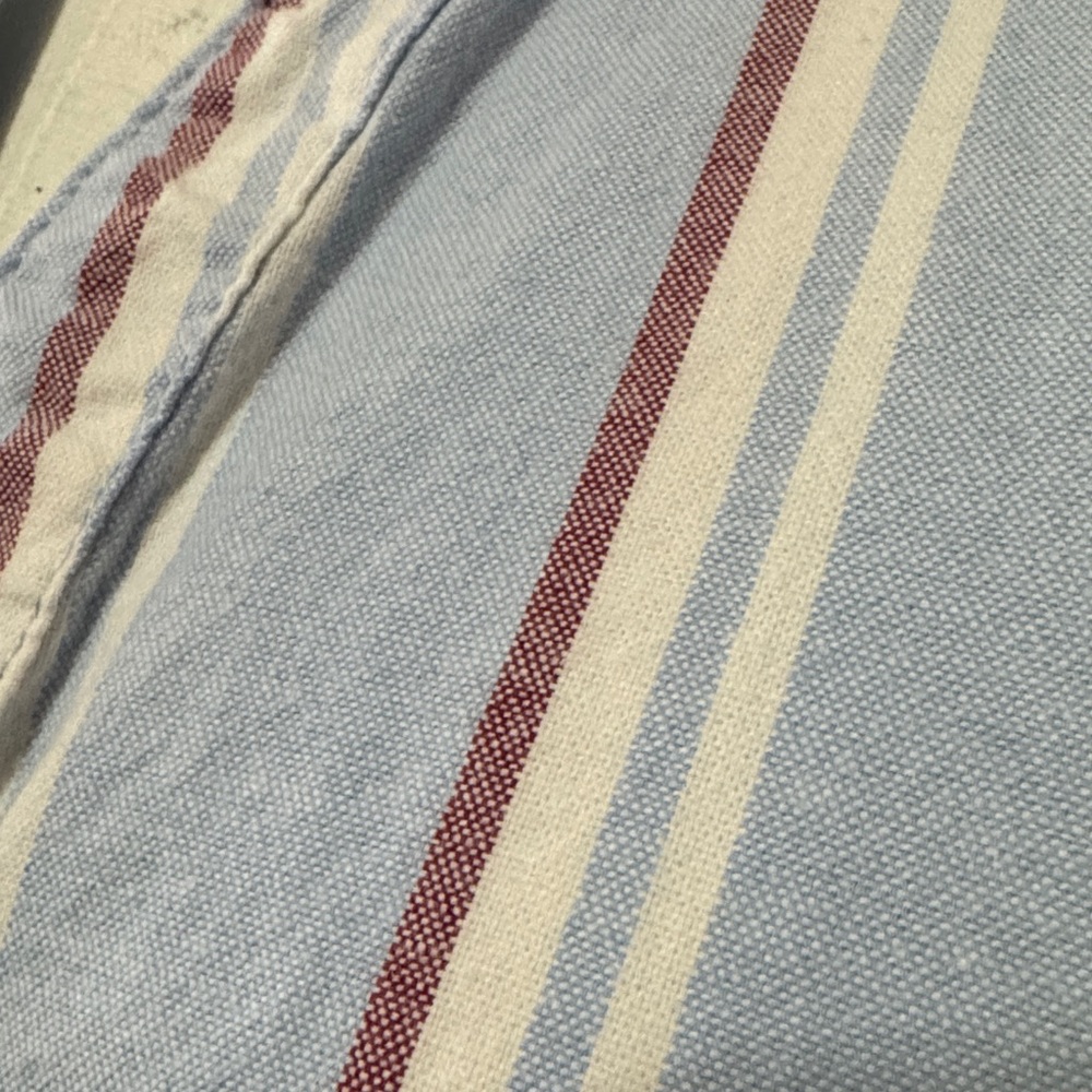 Wmns Falls Creek Button Up Shirt-Sz S-97% Cotton-Red/White/Blue Striped-V Neck - Picture 3 of 14